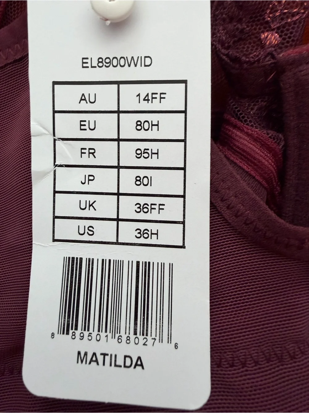 Elomi NWT Mathilda Bra in Berry Convertible To Racerback Unlined 36H - Picture 6 of 11